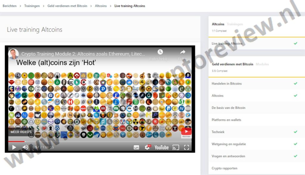 Op deze foto zie je Module 2: Altcoins uit het X10 met crypto programma