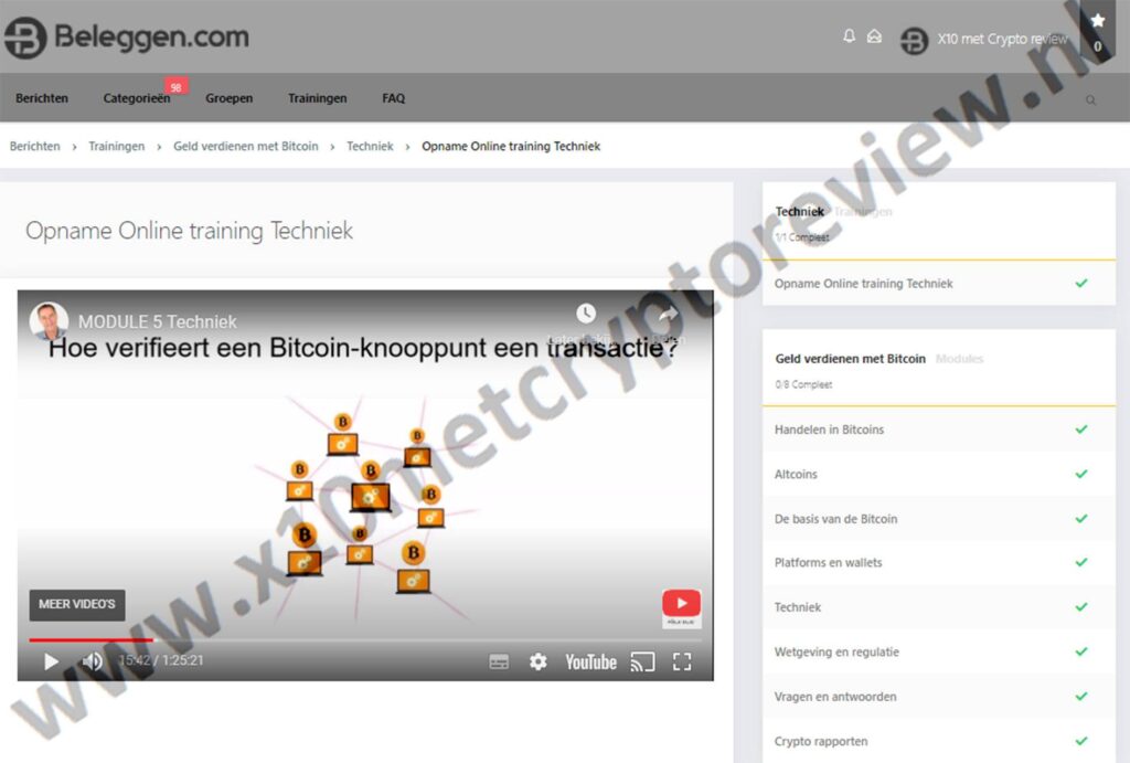 Op deze foto zie je Module 5: Techniek in het X10 met crypto programma