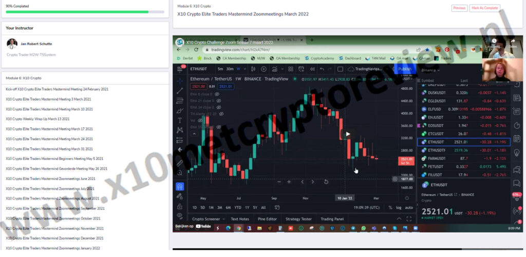 Op deze foto zie je Module 6: X10 met Crypto uit het x10 met crypto programma